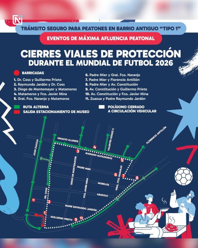cierres viales en Monterrey por le mundial en nuevo león